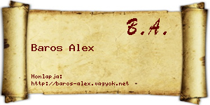 Baros Alex névjegykártya